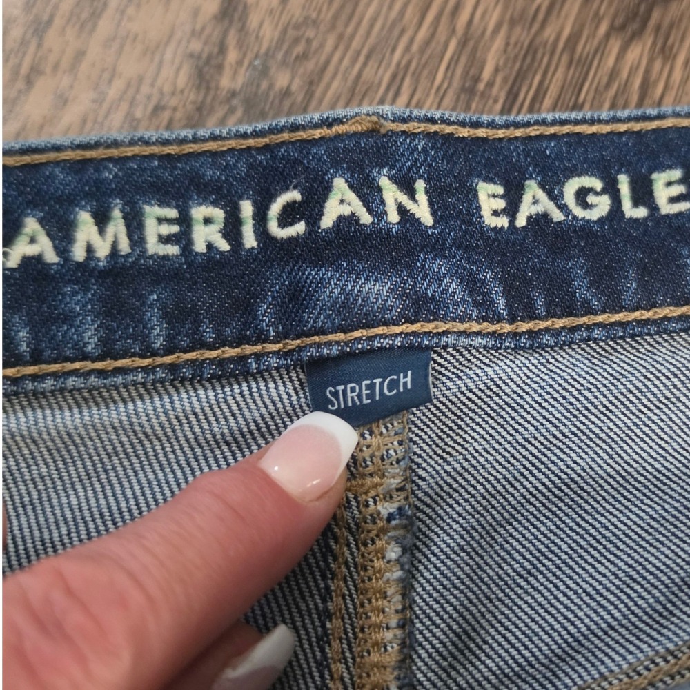 AMERICAN EAGLE Jeans Women 6 Dark Blue Super High-Rise Straight Stretch Denim - Picture 4 of 7
